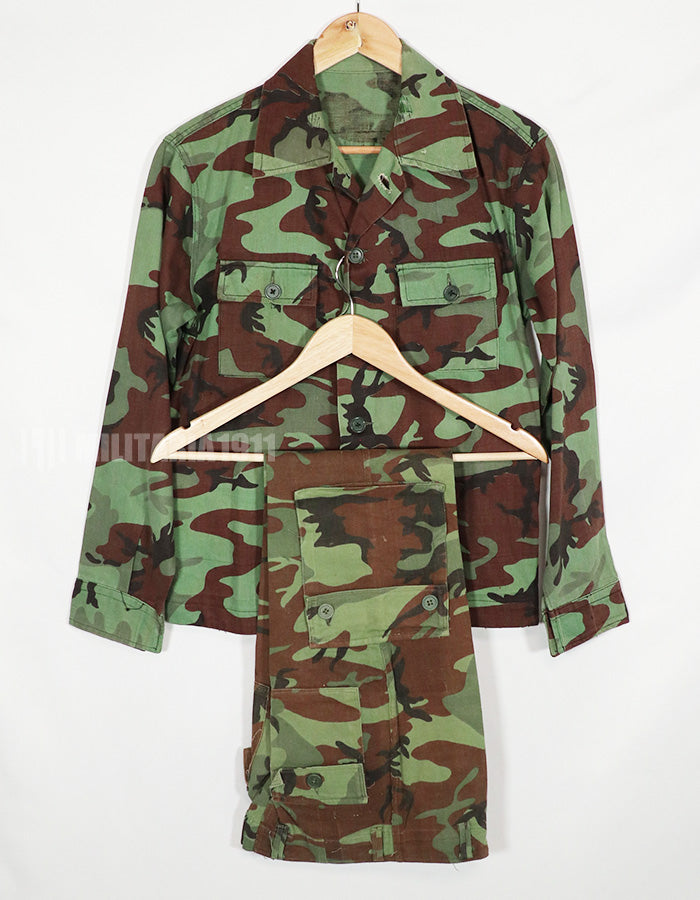 Real South Vietnam Rangers Pastel Leaf Camouflage Top and Bottom Set, Used