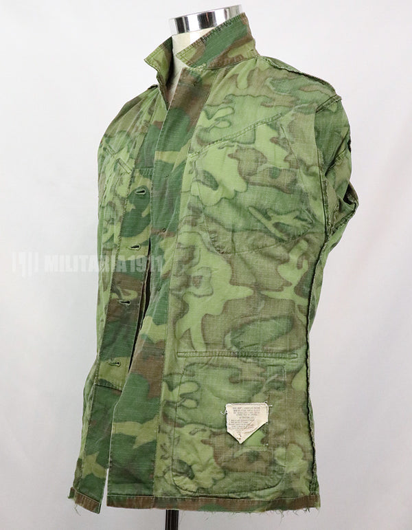 Original U.S. Army ERDL jungle fatigues, 1968 cotract, no size tag, stained.