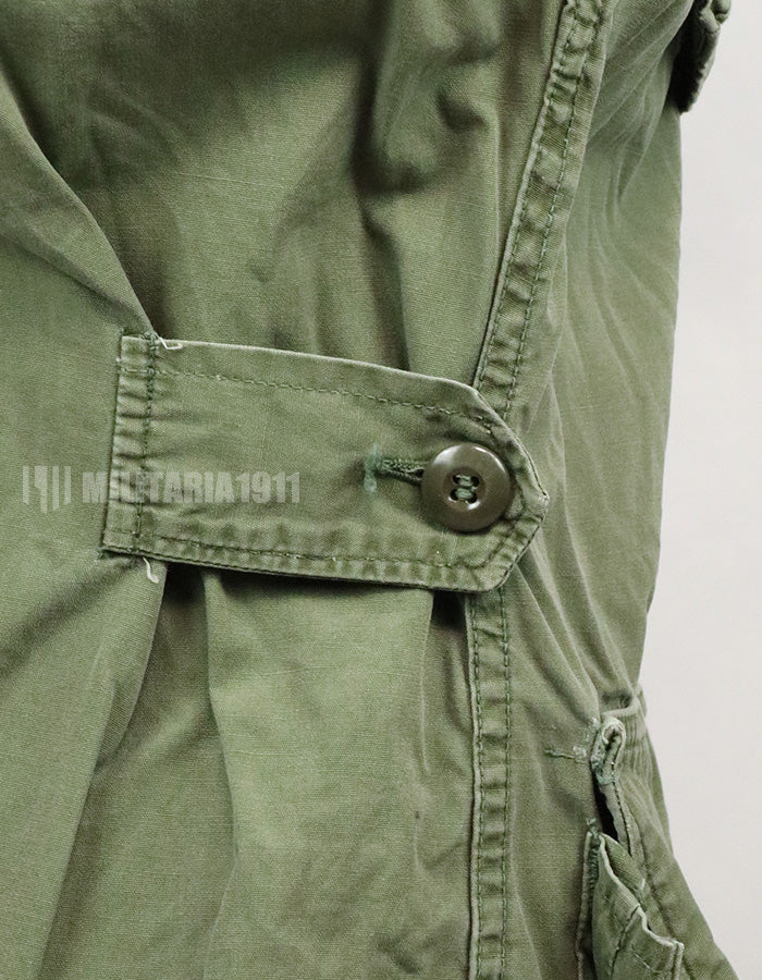 Real 2nd model jungle fatigues jacket, worn, scratched, faded.