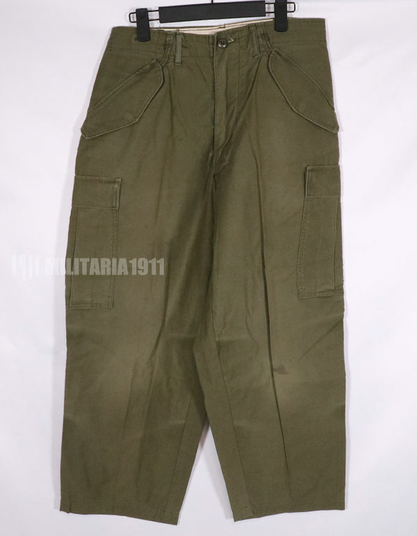 Real 1973 M65 cotton field pants, used, faded.